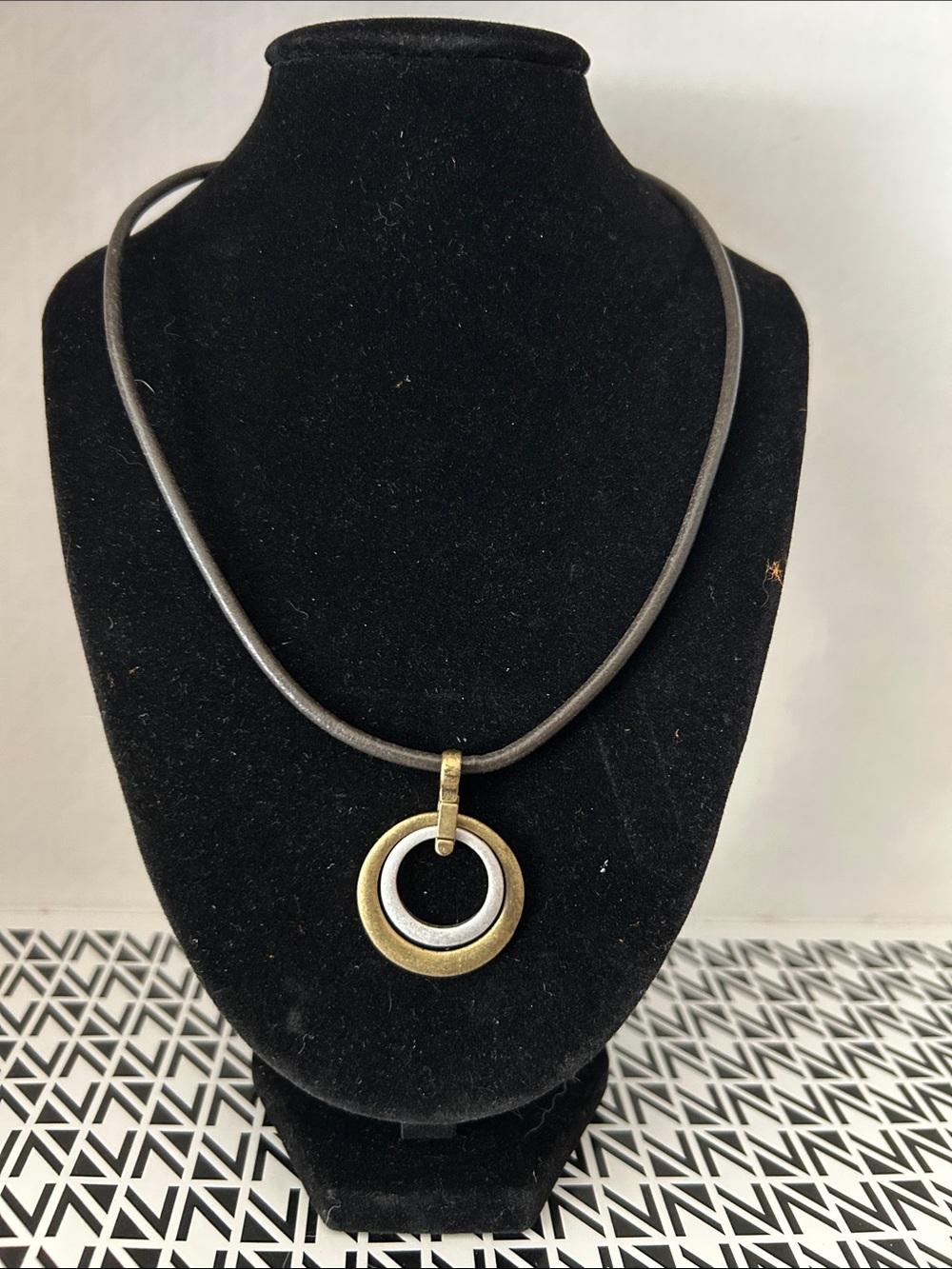 Lia Sophia Two-Tone Ring Pendant Necklace in Gold and Silver